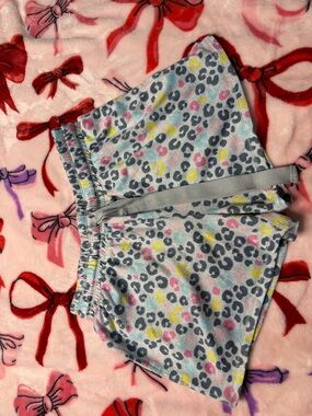 Gray Leopard Print Athletic Shorts with Pastel Accents